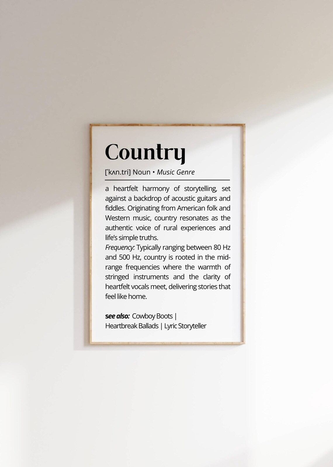 Country Music Genre Definition Gift For Country Fans Wall Poster