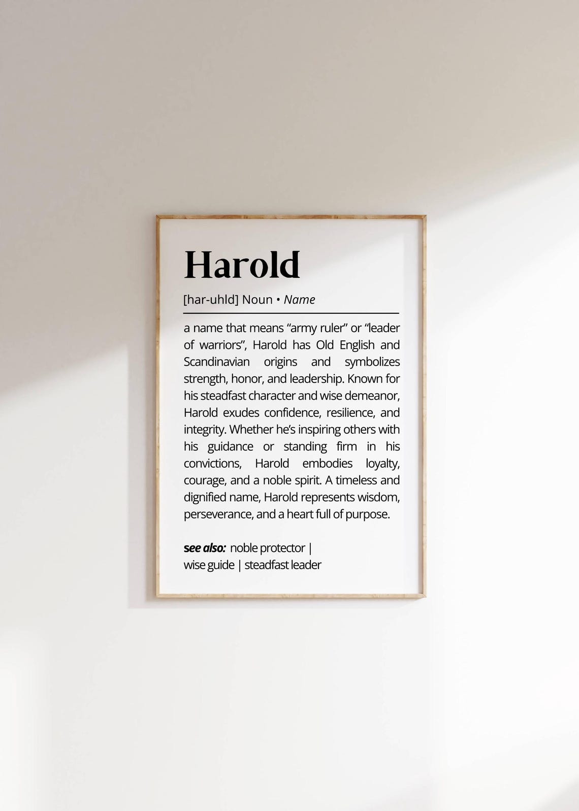 Harold Name Meaning Dictionary Definition Personalized Gift Poster