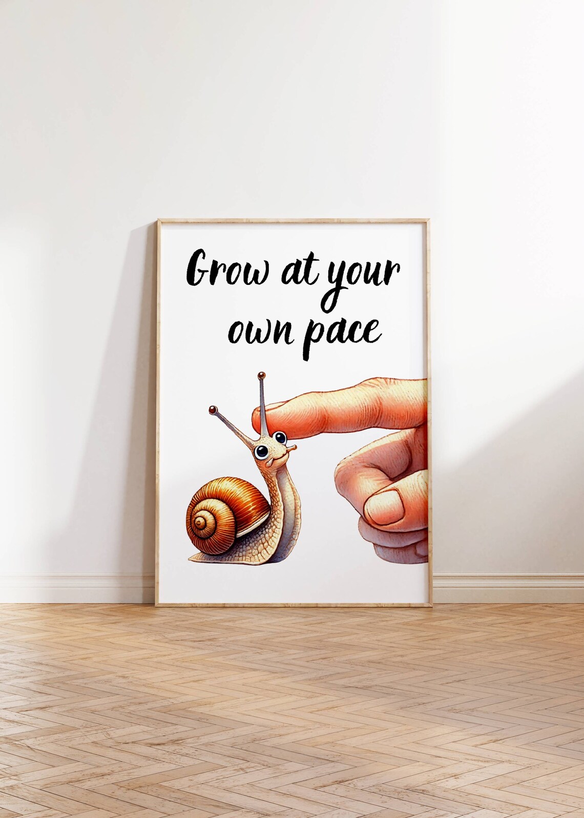 Grow At Your Own Pace Cute Snail Nursery Inspirational Wall Poster