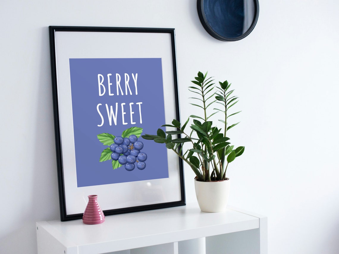 Berry Sweet Cute Pun Quote Blueberry Fruit Kitchen Wall Poster - Image 3
