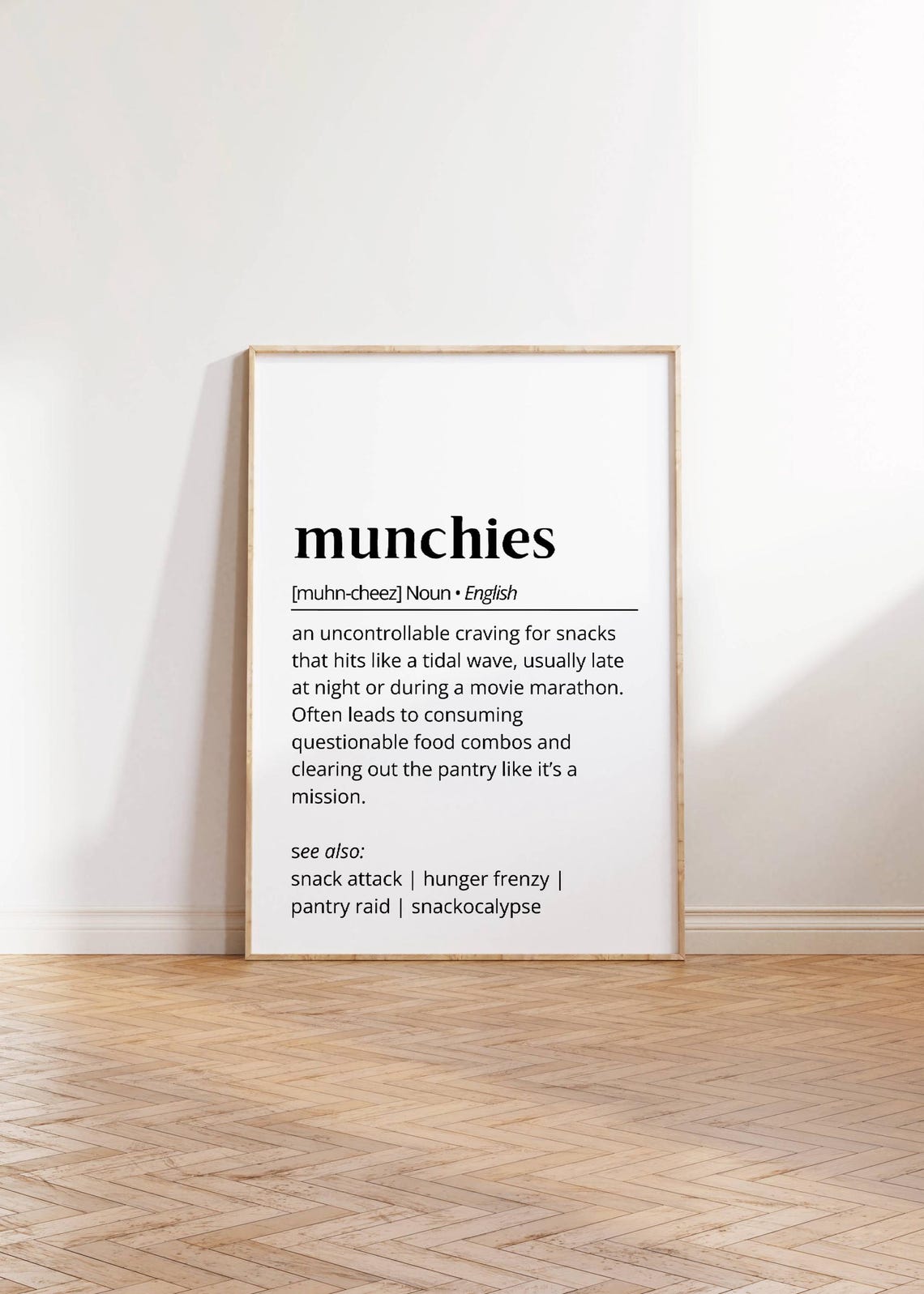 Munchies Definition Poster Funny Kitchen Quote Dictionary Style Art - Image 3