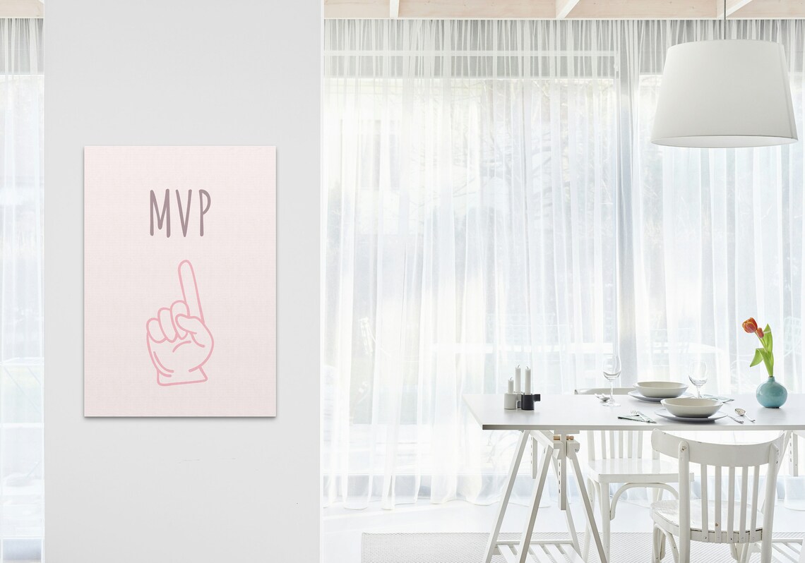 MVP Most Valuable Player Pink Hand Gesture Sports Fan Quote Poster - Image 2