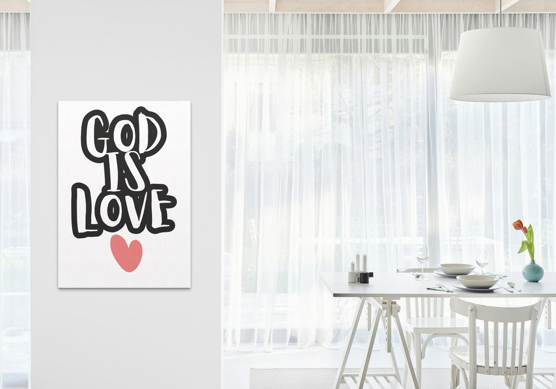 God Is Love Bold Bubble Lettering Red Heart Modern Faith Poster - Image 3