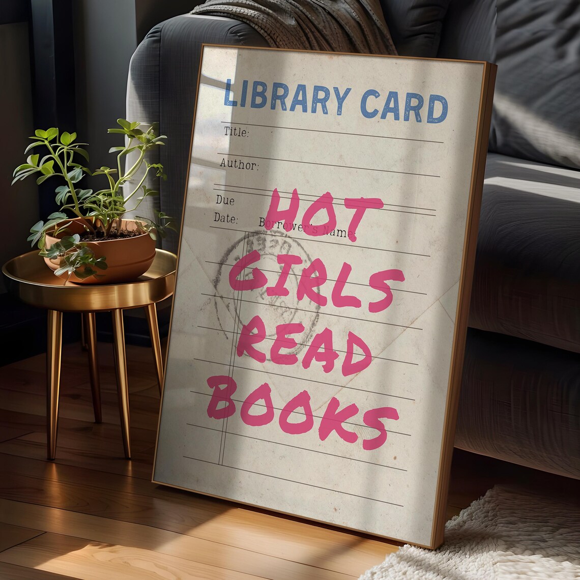 Hot Girls Read Books Vintage Library Card Poster for Book Lovers - Image 2