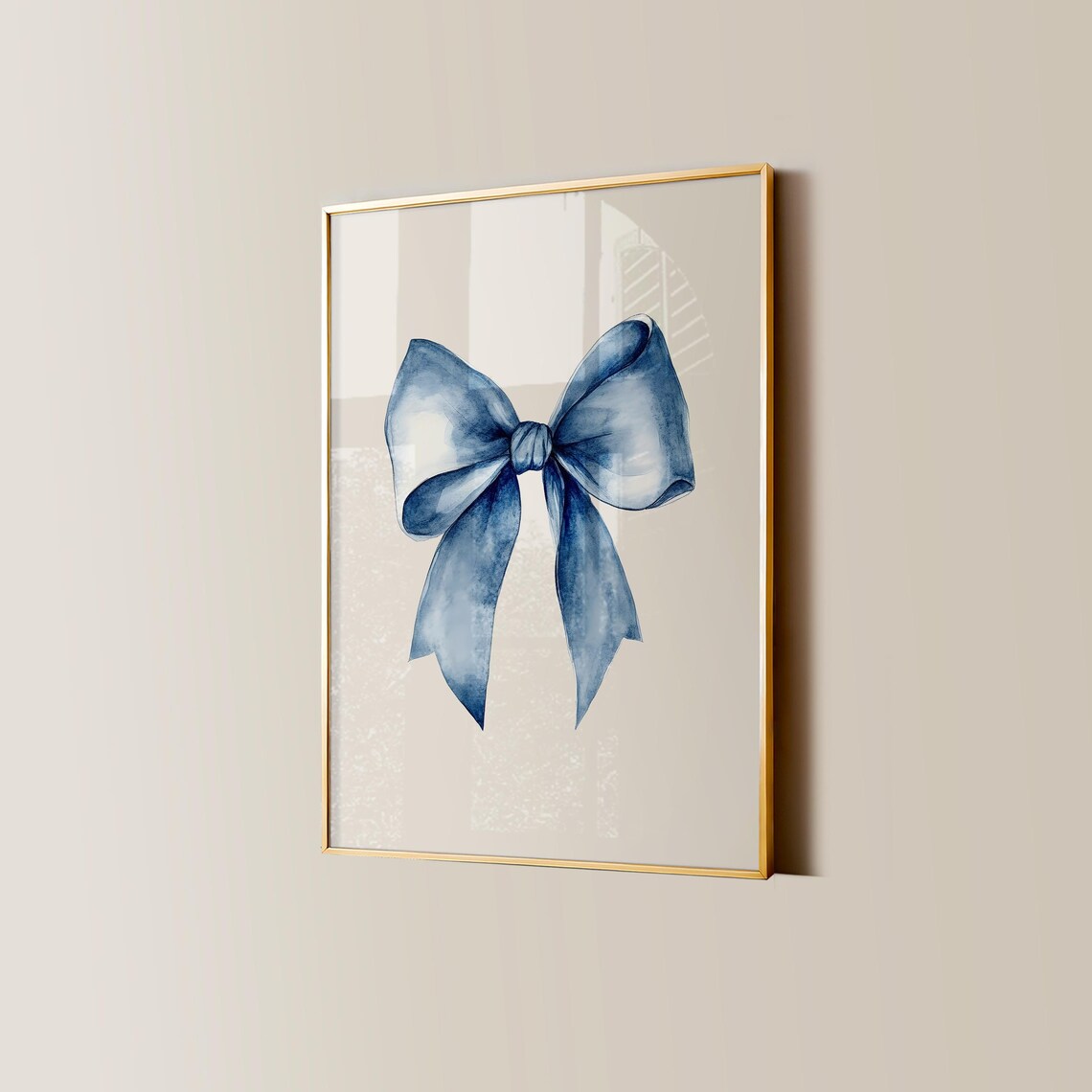 Girly Blue Watercolor Bow Coquette Balletcore Ribbon Art Poster - Image 3