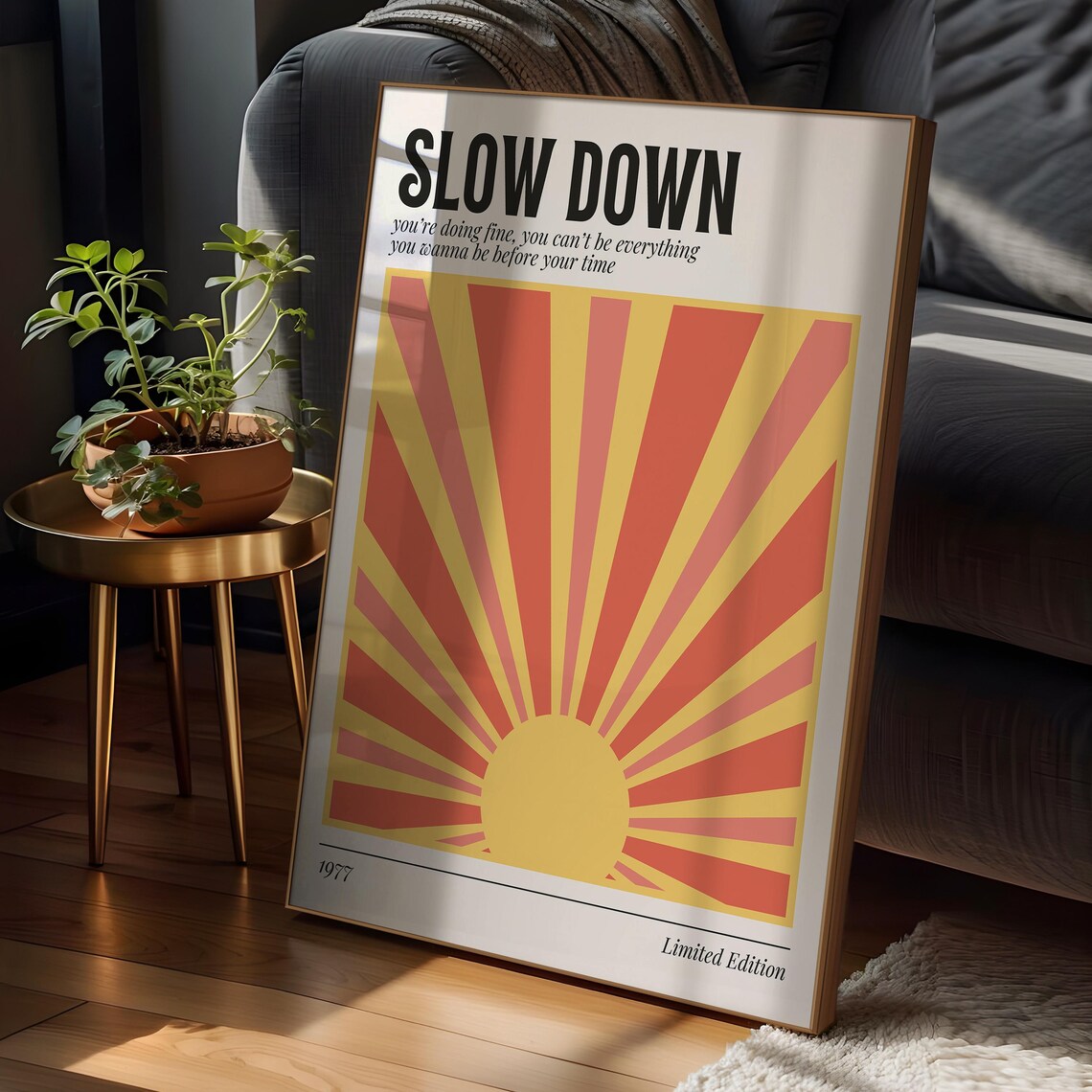 Slow Down Lyric Print, Vienna 70s Music Poster - Image 2