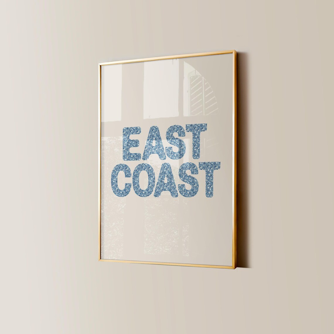 East Coast Blue Floral Letters Coastal Preppy Typography Poster - Image 3