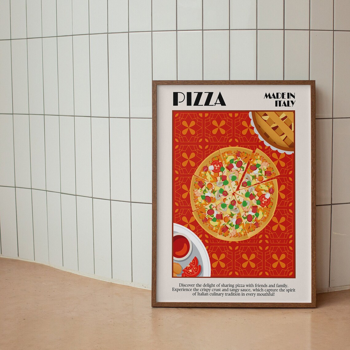 Made in Italy Pizza Retro Italian Food Kitchen Exhibition Poster - Image 3