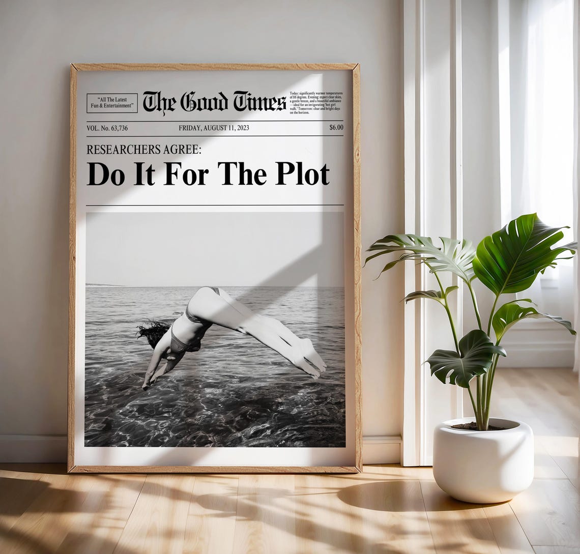 Do It for the Plot Vintage Newspaper Front Page Poster Retro Decor - Image 3