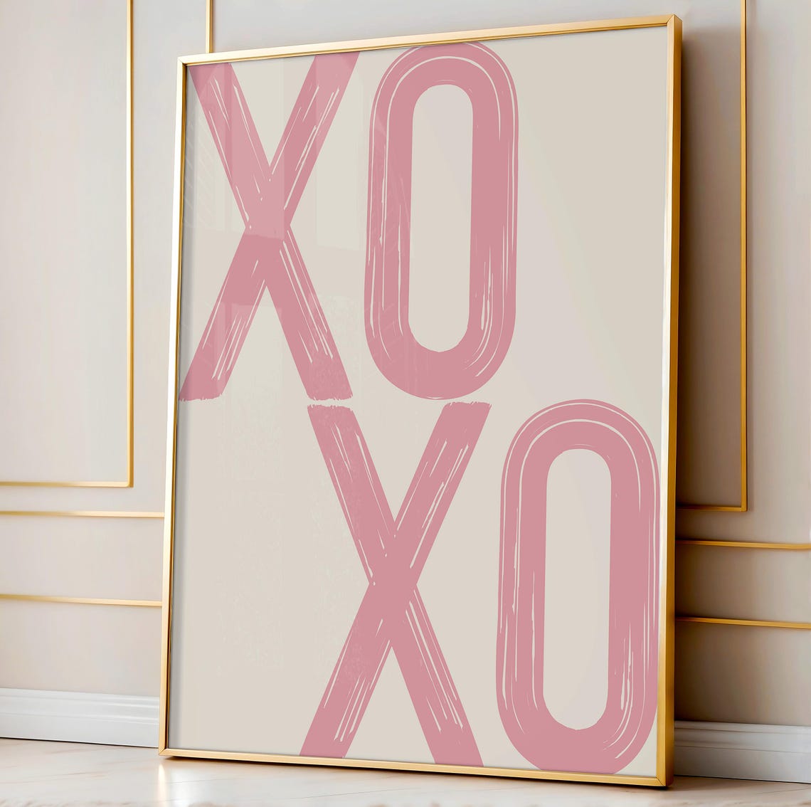 XOXO Pink Brush Lettering Poster for Dorm Rooms and Bedrooms