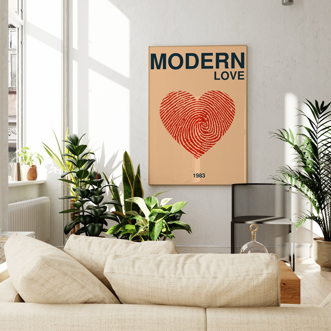 David Bowie Modern Love 1983 Fingerprint Heart Retro Music Lyric Poster - Image 2
