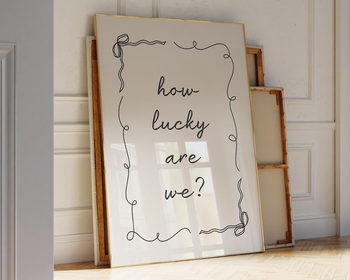 How Lucky Are We Coquette Bow Wall Art Print - Image 3