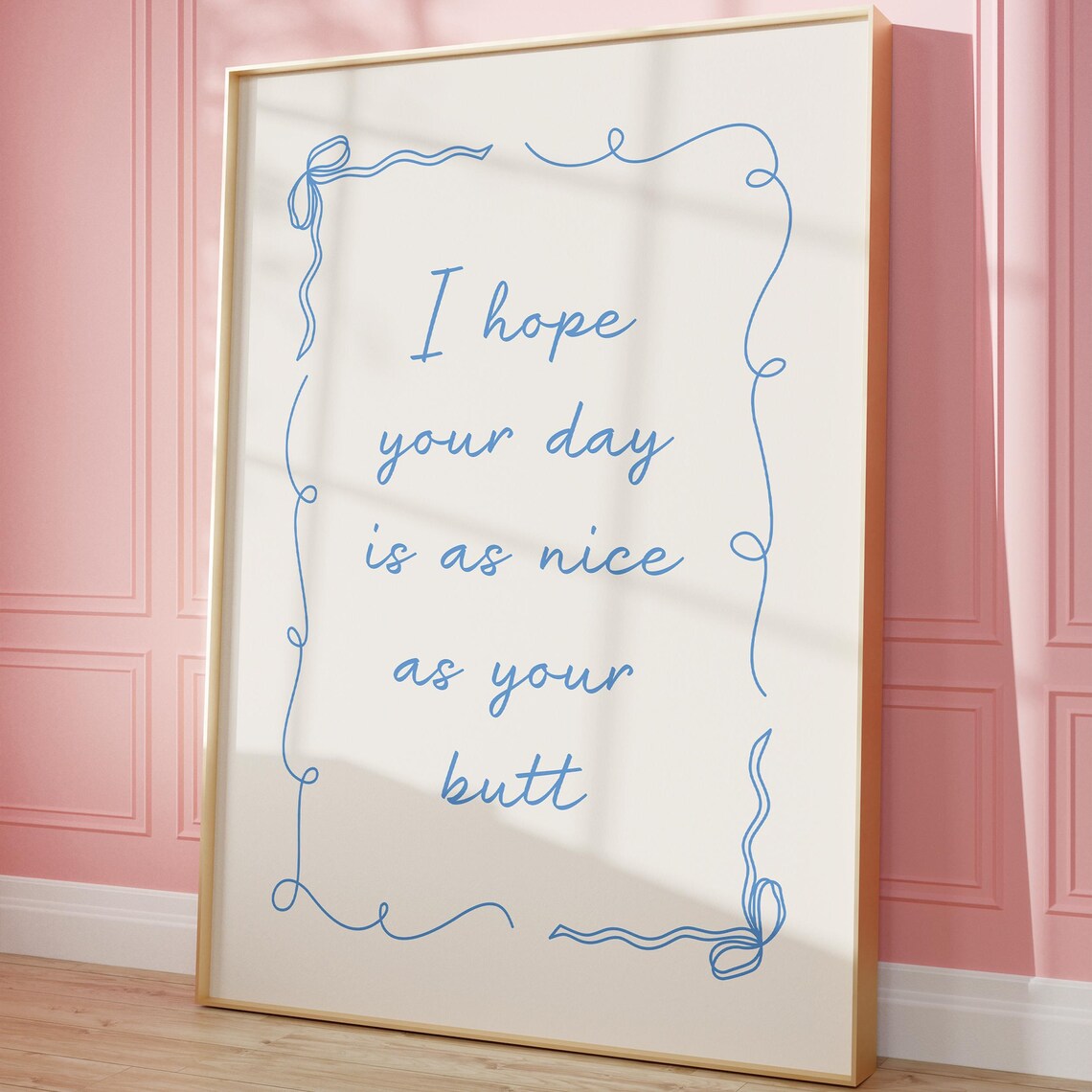 Nice Butt Funny Bathroom Poster, Blue Coquette Bow - Image 3
