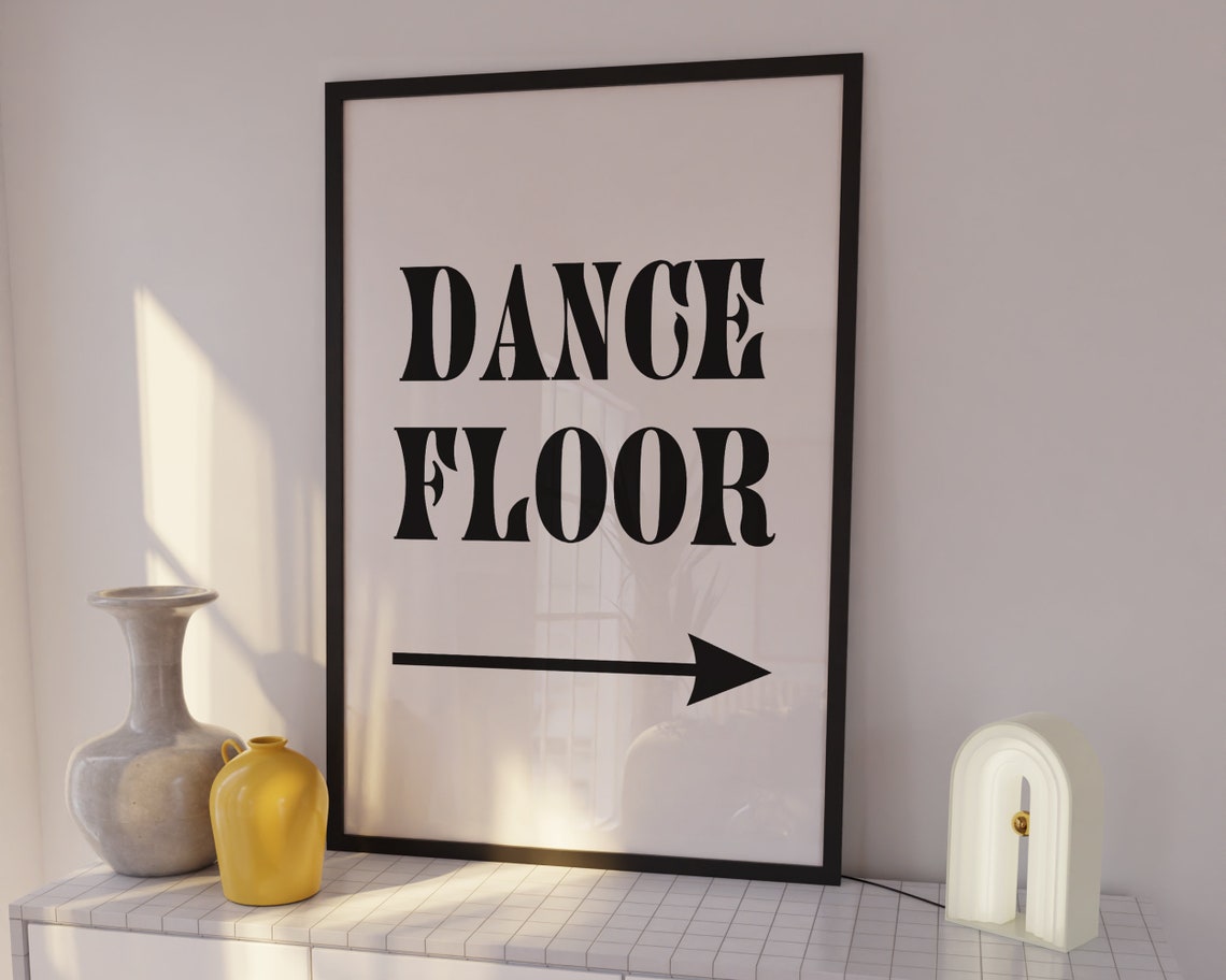 Dance Floor Right Arrow Bold Black Party Event Sign Decor Poster - Image 2