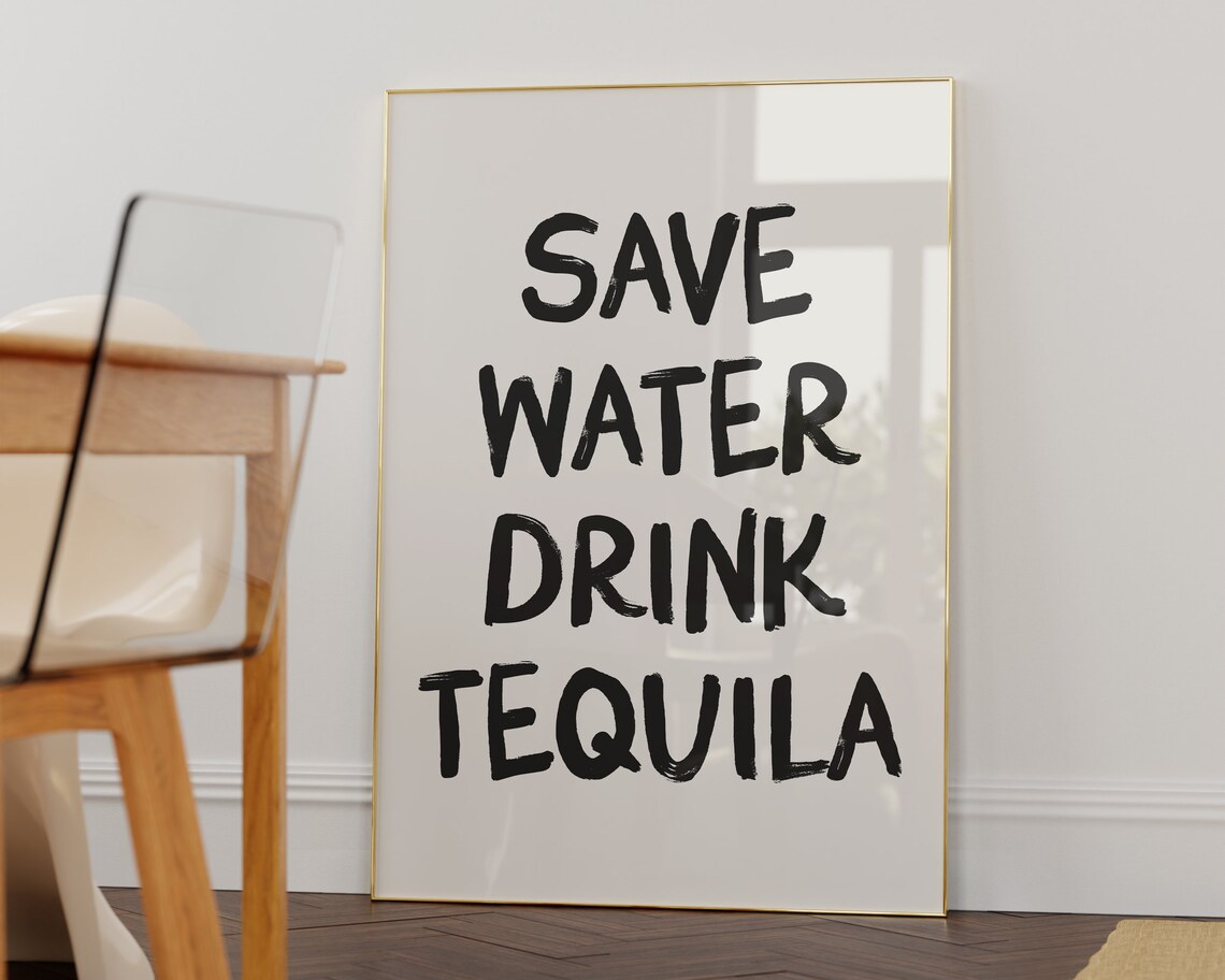 Save Water Drink Tequila Trendy Cocktail Poster - Image 3