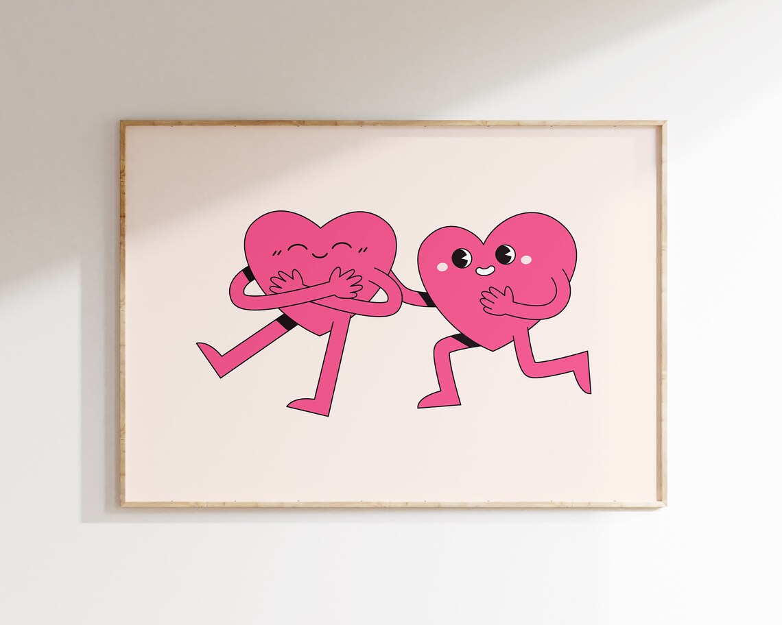 Retro Hearts Valentine's Day Love Poster Print
