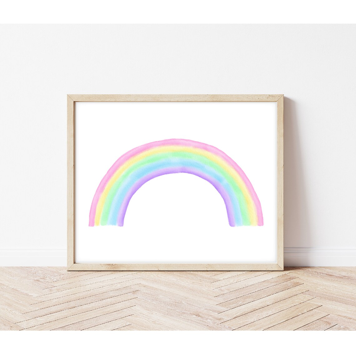 Pastel Rainbow Landscape Art Print, Girls Nursery Decor