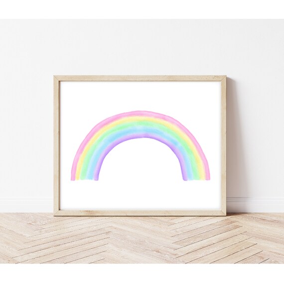 Pastel Rainbow Landscape Art Print, Girls Nursery Decor