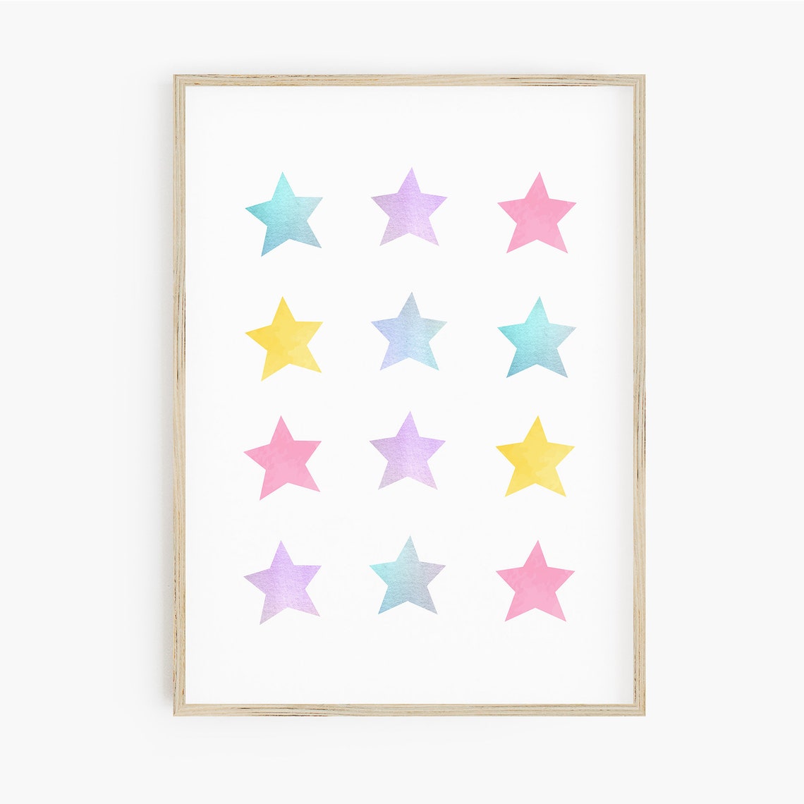 Pastel Stars Instant Cute Girls Room Print Girls Room Decor Star Wall Art Pink Girls Room Watercolour Cute Print