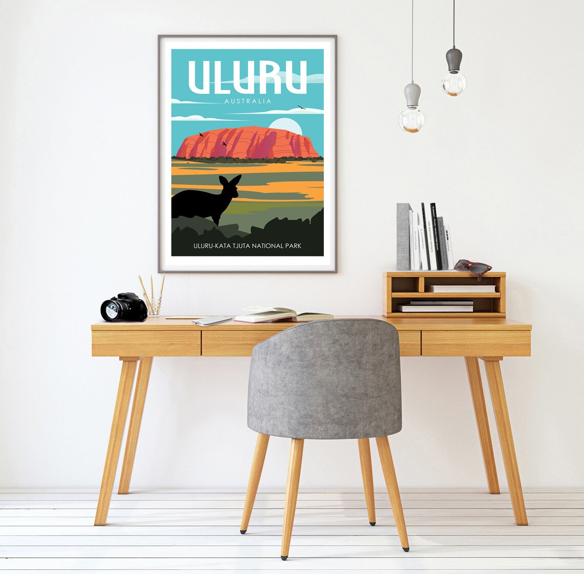 Uluru Retro Travel Poster, Australia Wall Art - Image 2