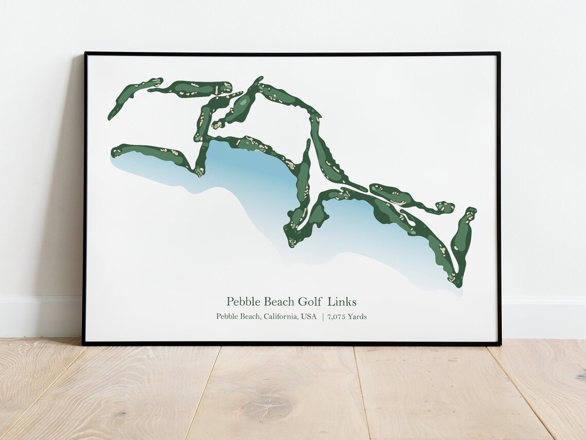 Pebble Beach Club Course Map Golf Art Print