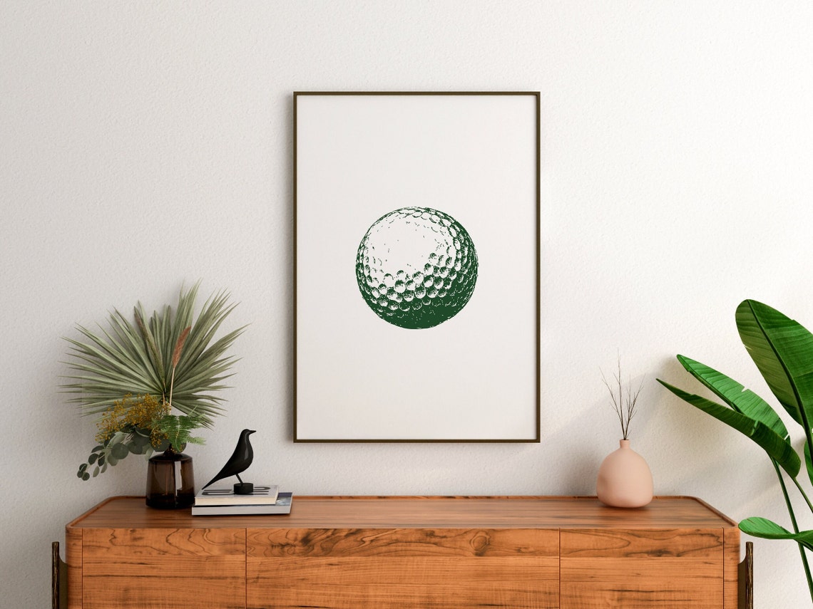 Golf Ball Minimalist Green Illustration Golfer Gift Art Print