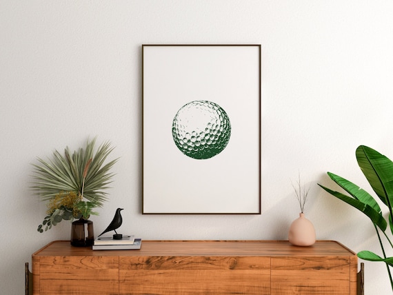 Golf Ball Minimalist Green Illustration Golfer Gift Art Print