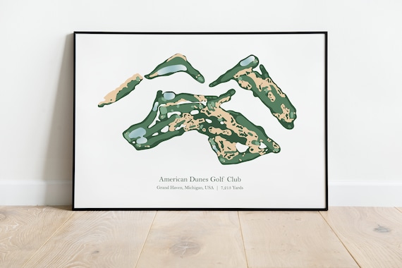 American Dunes Golf Club Grand Haven Michigan Course Map Poster