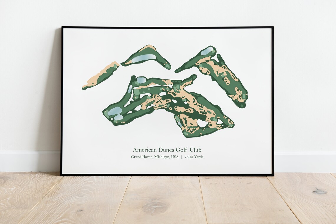 American Dunes Golf Club Grand Haven Michigan Course Map Poster