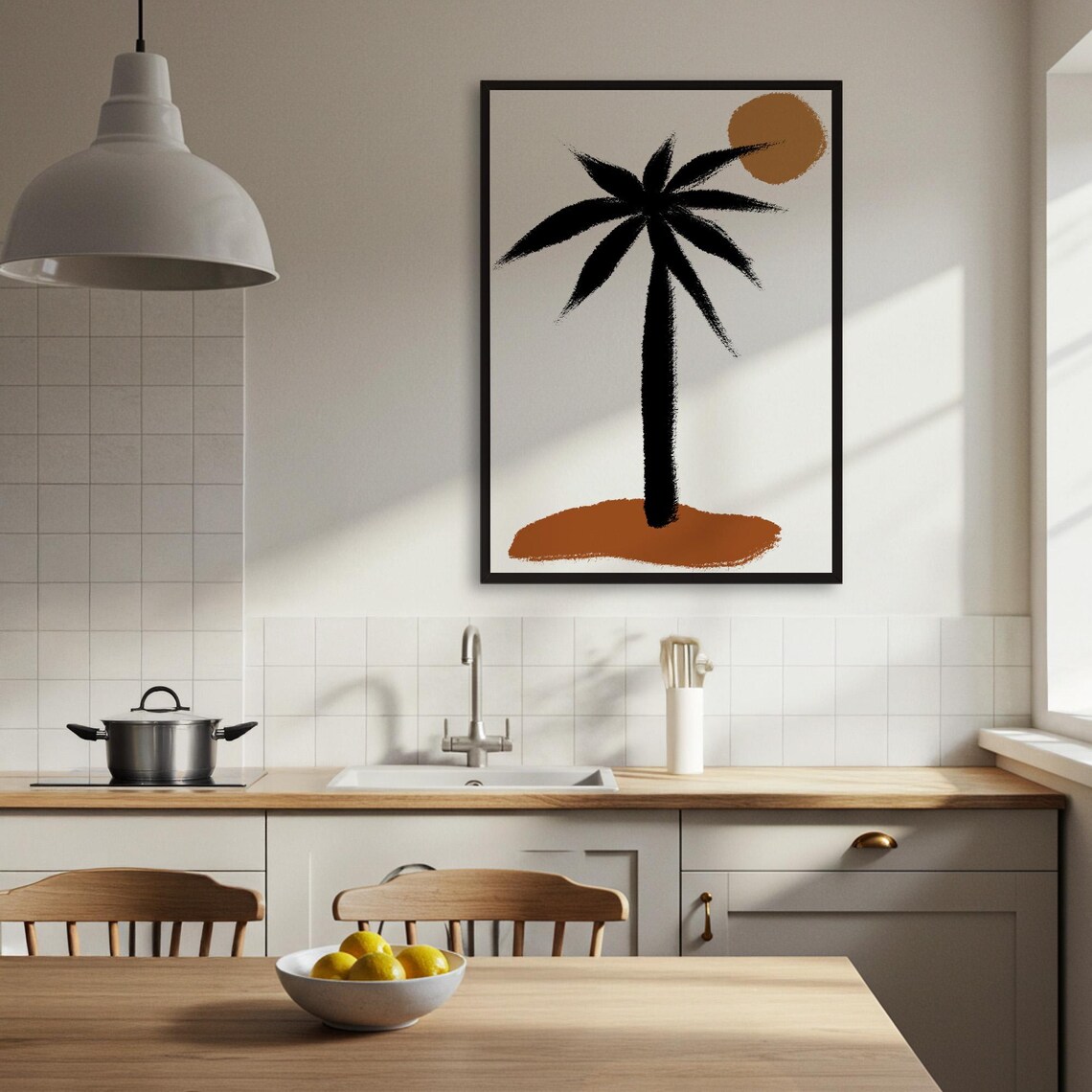 Minimalist Palm Tree Poster, Abstract Sun Boho Decor - Image 3