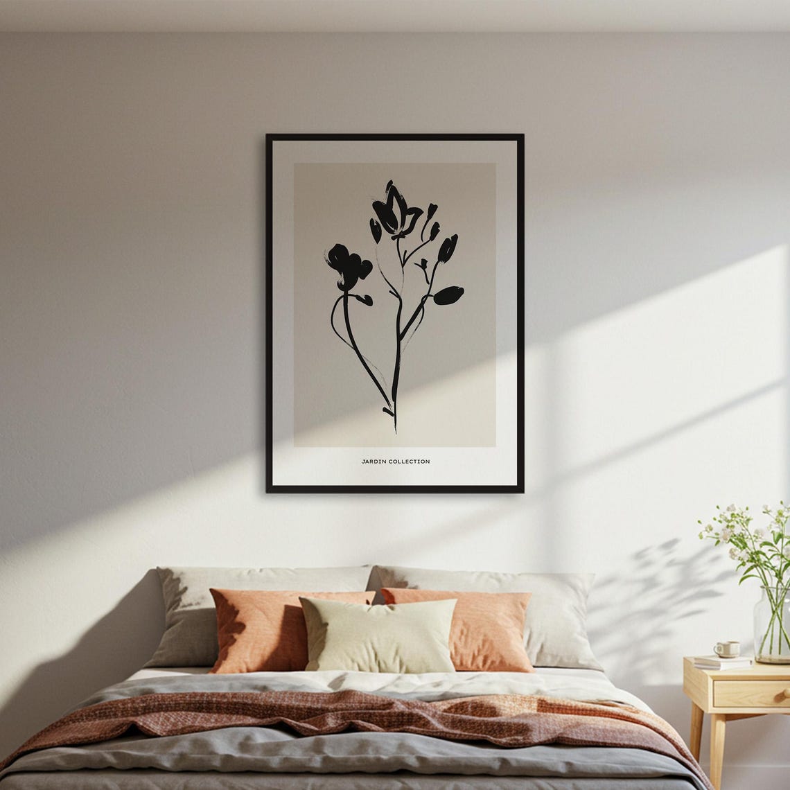 Jardin Collection Black White Ink Botanical Branch Minimal Poster
