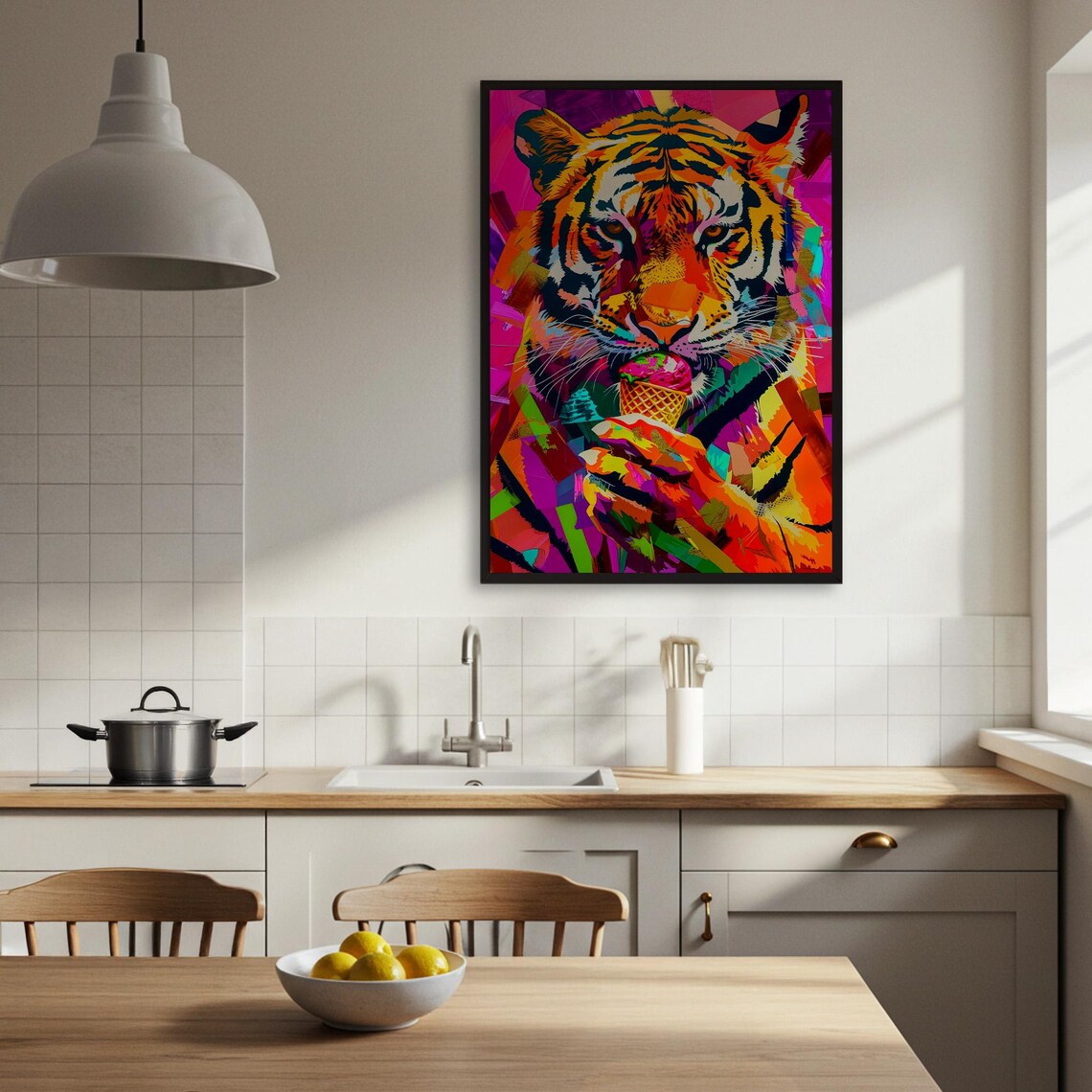 Abstract Tiger With Ice Cream, Modern Abstract Poster - Image 3
