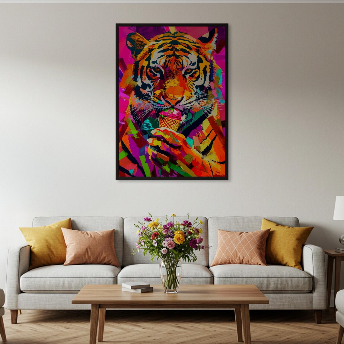 Abstract Tiger With Ice Cream, Modern Abstract Poster - Image 4