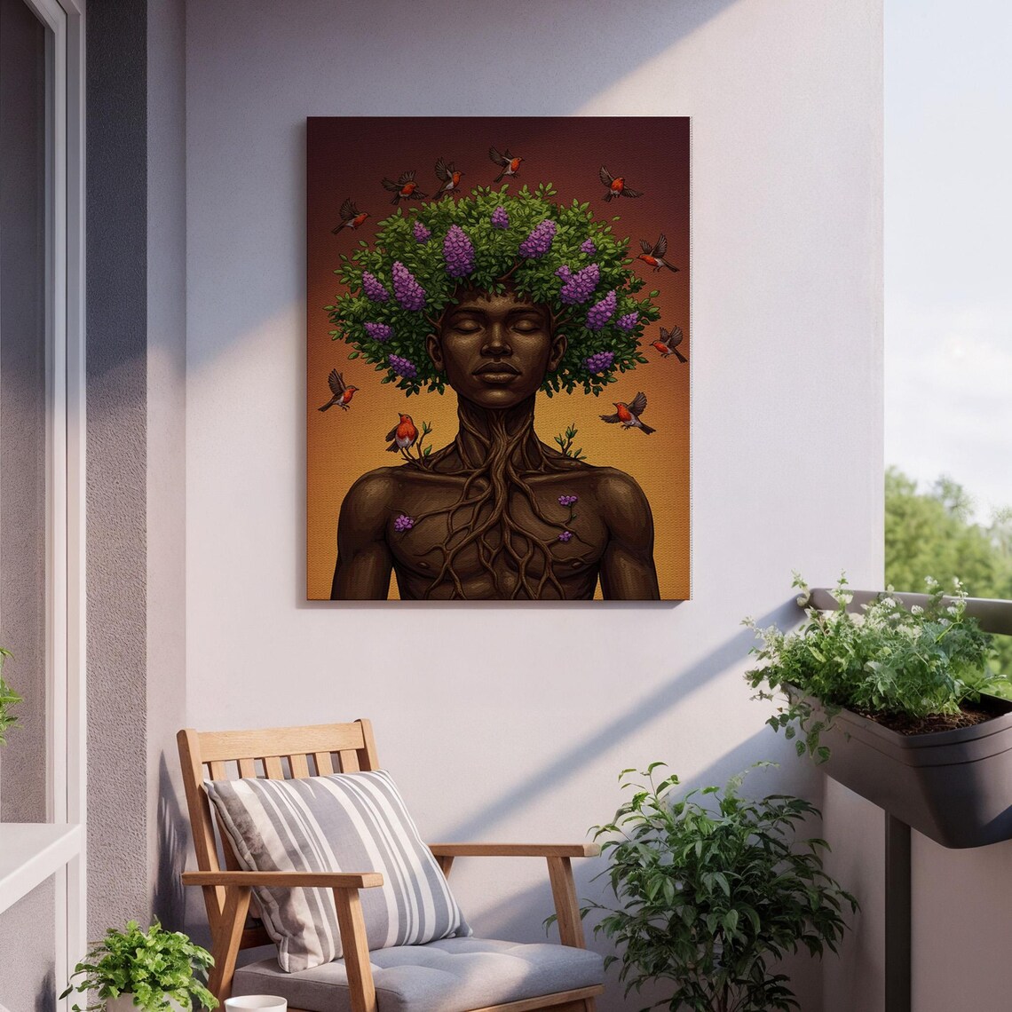 Tree of Life Human Figure Surreal Nature Spirit Sunset Art Poster - Image 2
