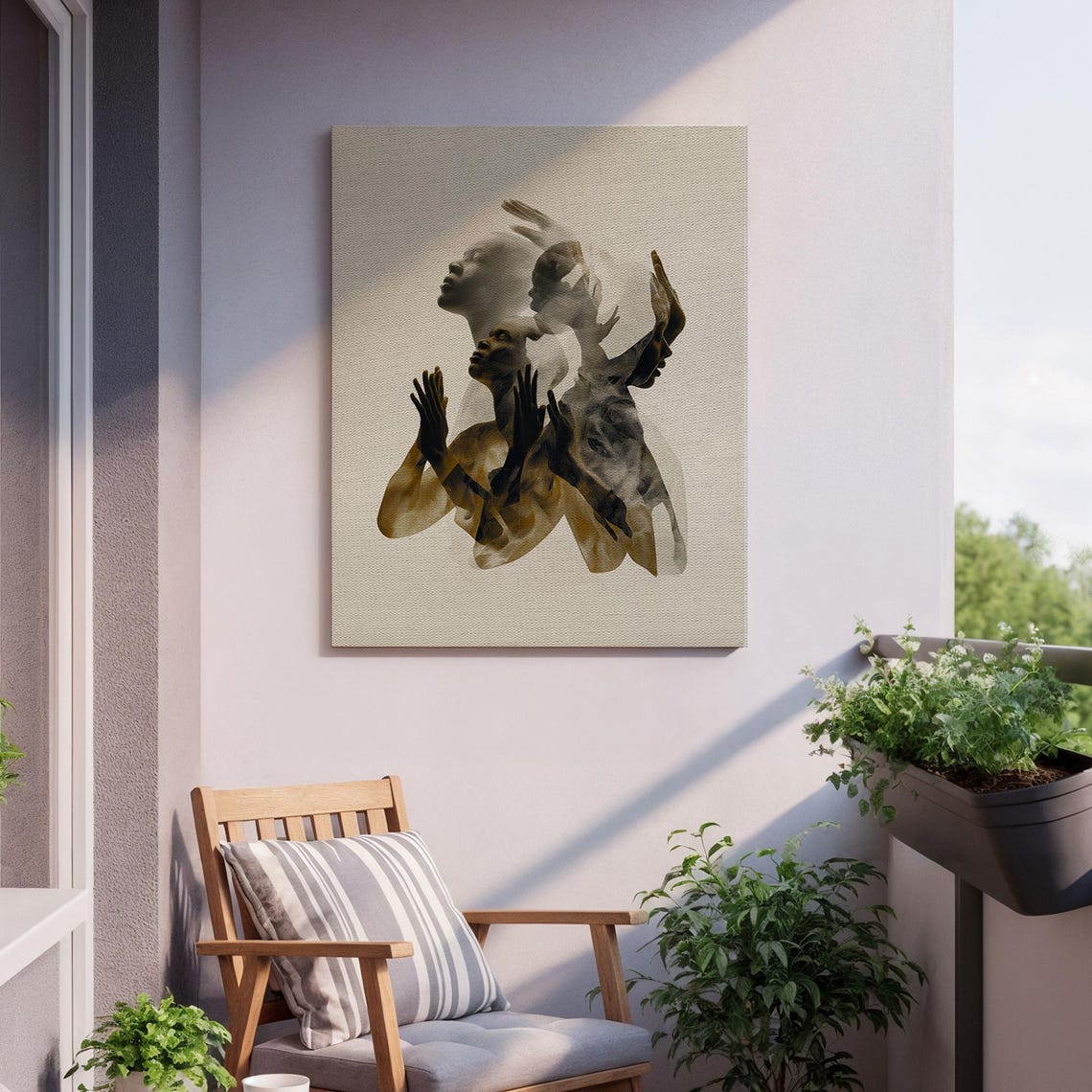Sepia Abstract Figures Multiple Exposure Human Form Art Poster - Image 2