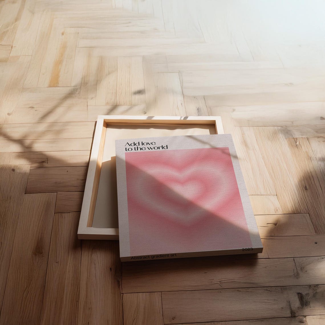 Add Love To The World Pink Heart Gradient Abstract Romantic Poster - Image 2