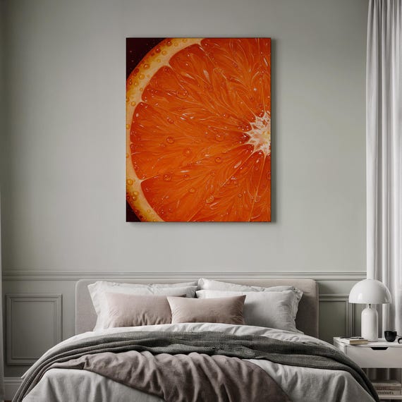 Orange Slice Art Citrus Macro Healthy Food Framed Vibrant Fruit Dining Room Juicy