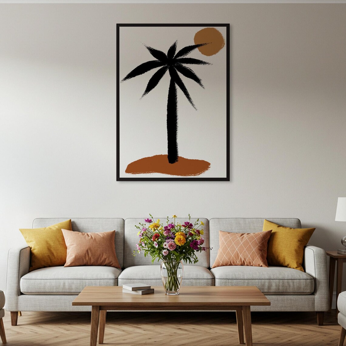 Minimalist Palm Tree Poster, Abstract Sun Boho Decor - Image 4