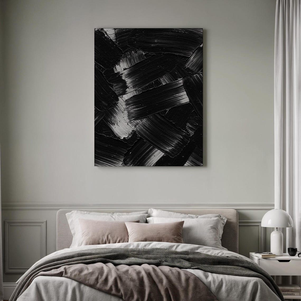 Bold Black Brushstroke Monochrome Abstract Textured Ink Poster