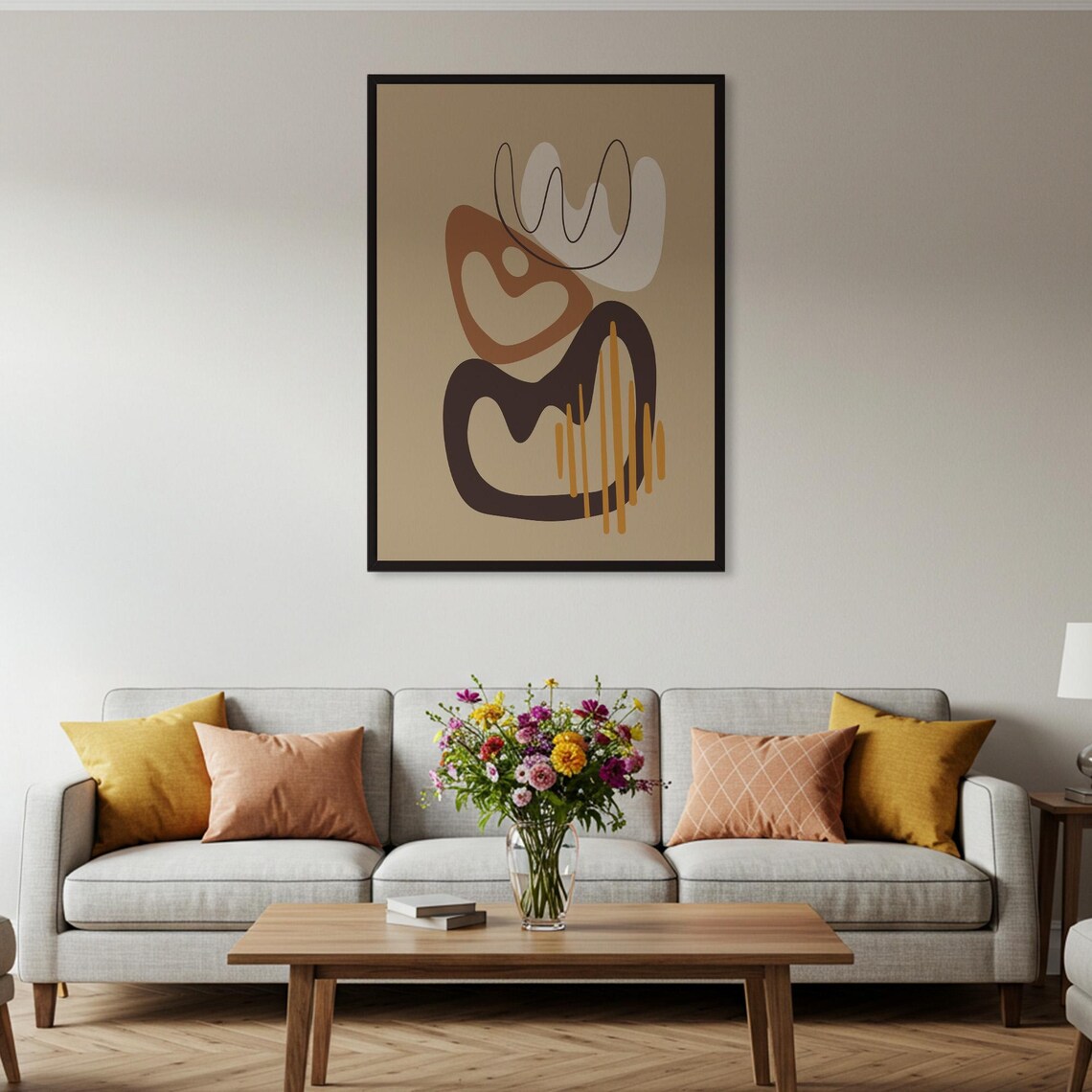 Abstract Organic Shapes Earthy Tones Boho Modern Neutral Art Poster - Image 2