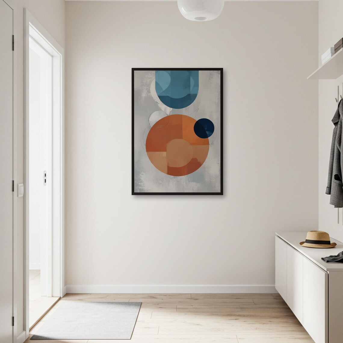 Terracotta and Teal Circles Mid Century Geometric Abstract Poster - Image 3