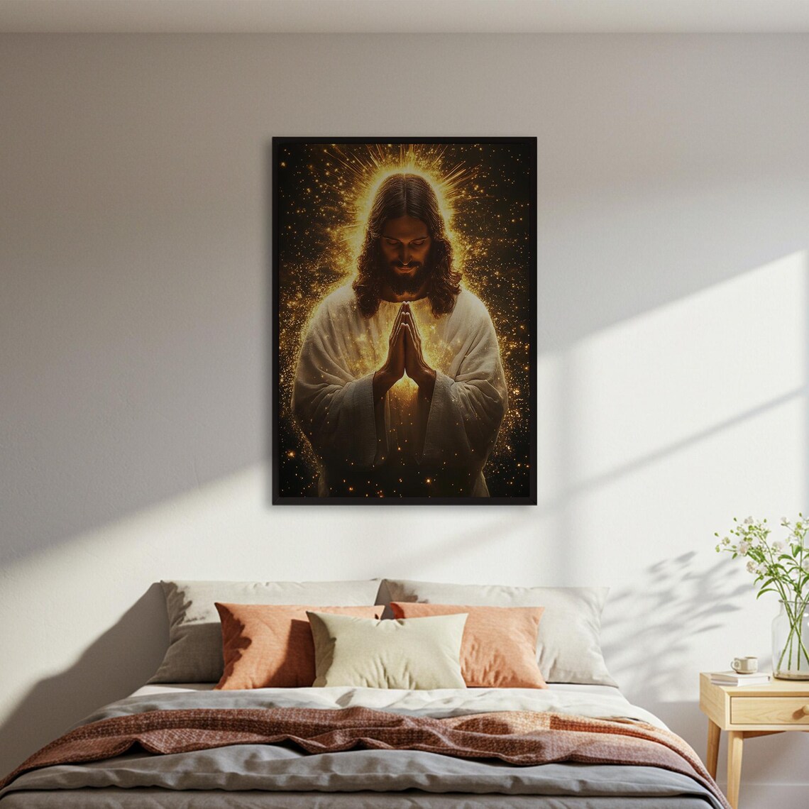 Jesus Praying Painting, Christian Faith Decor