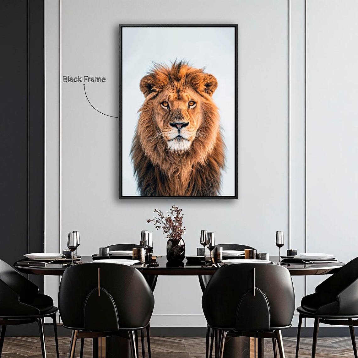 Majestic Lion Portrait Framed Wall Art King Of The Jungle Print Safari Animal Wall Decor Wildlife Photography Poster Ready To Hang - Image 3