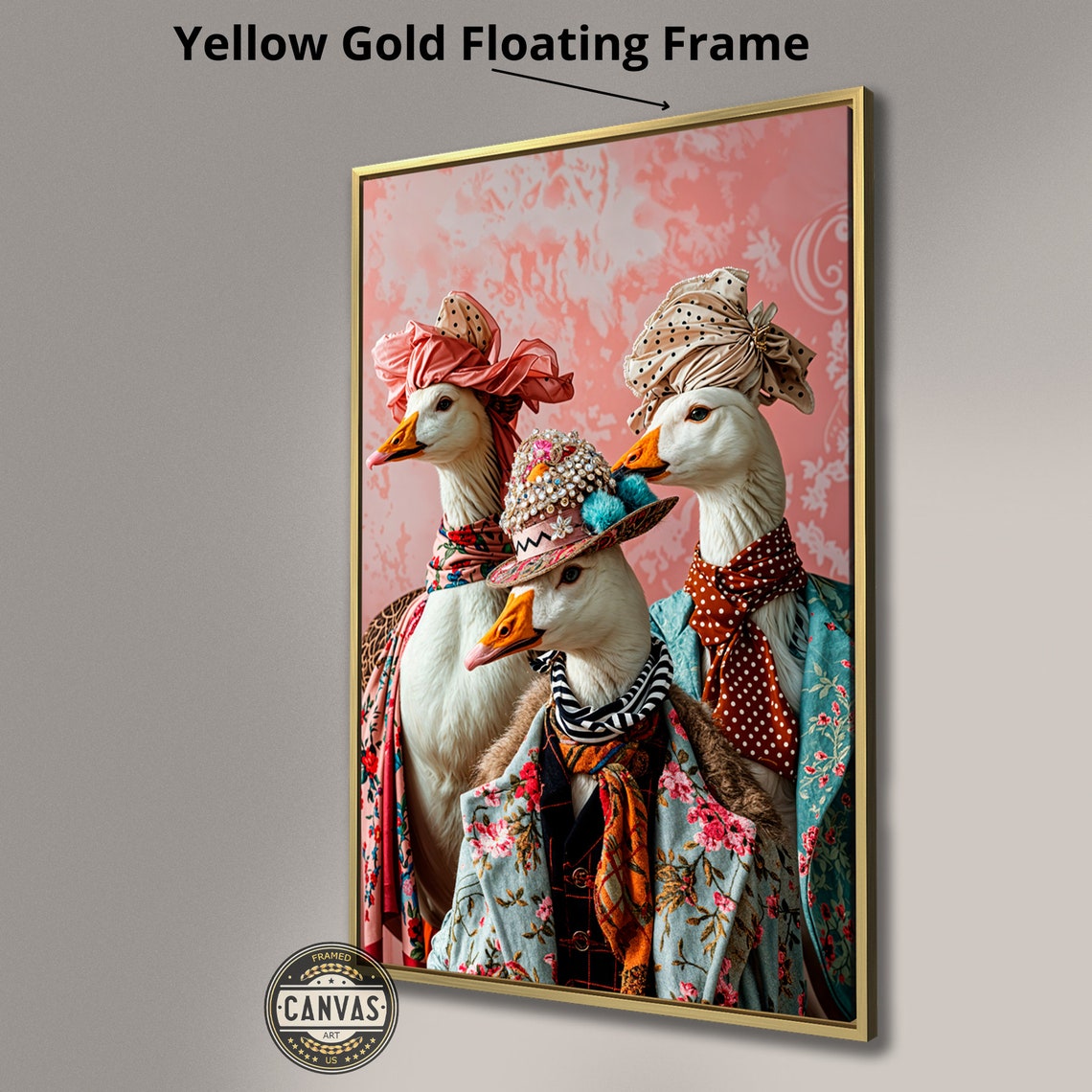Three Fashionable Geese Vintage Bonnets Quirky Bird Art Print - Image 2