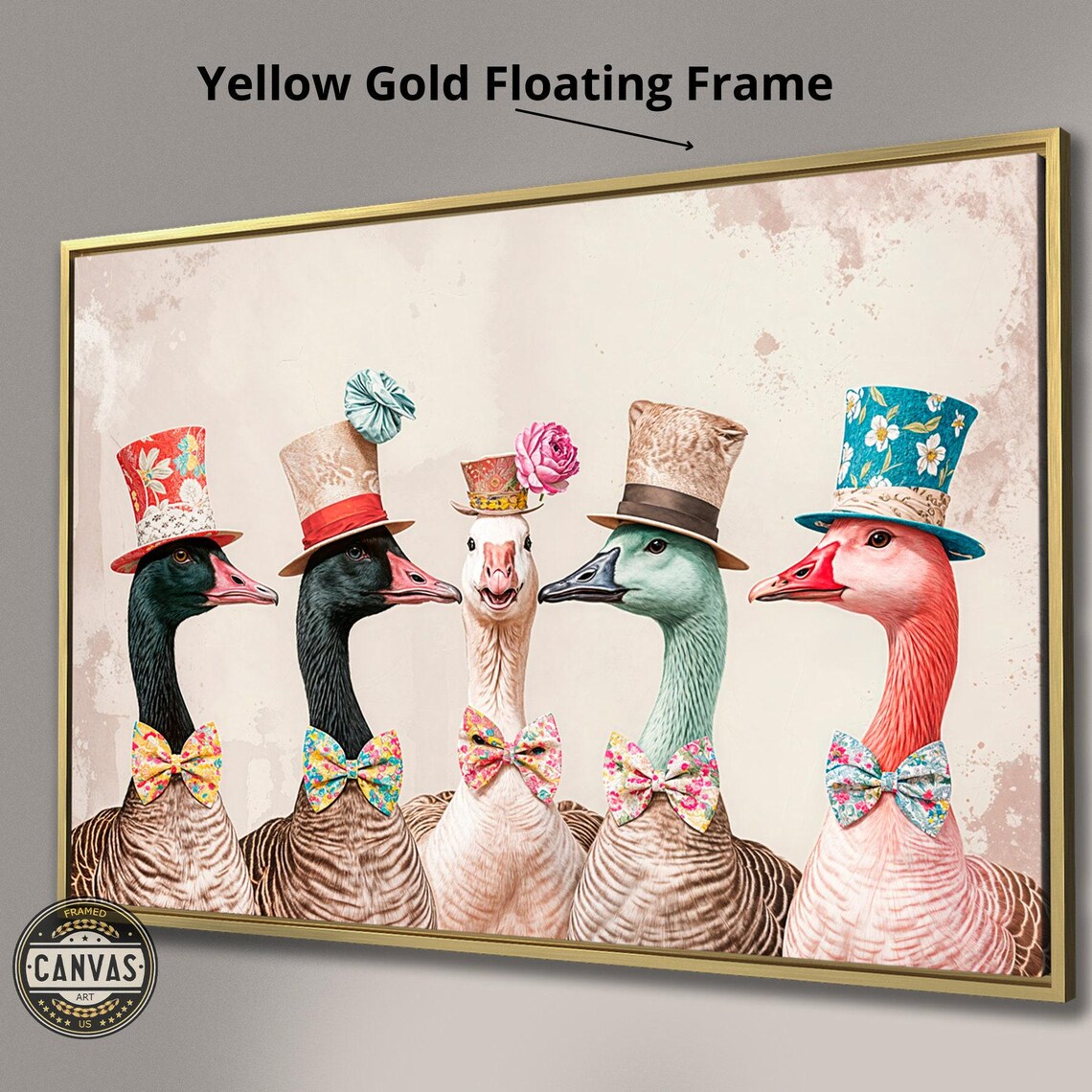 Victorian Geese Surreal Art Print, Elegant Decor - Image 2