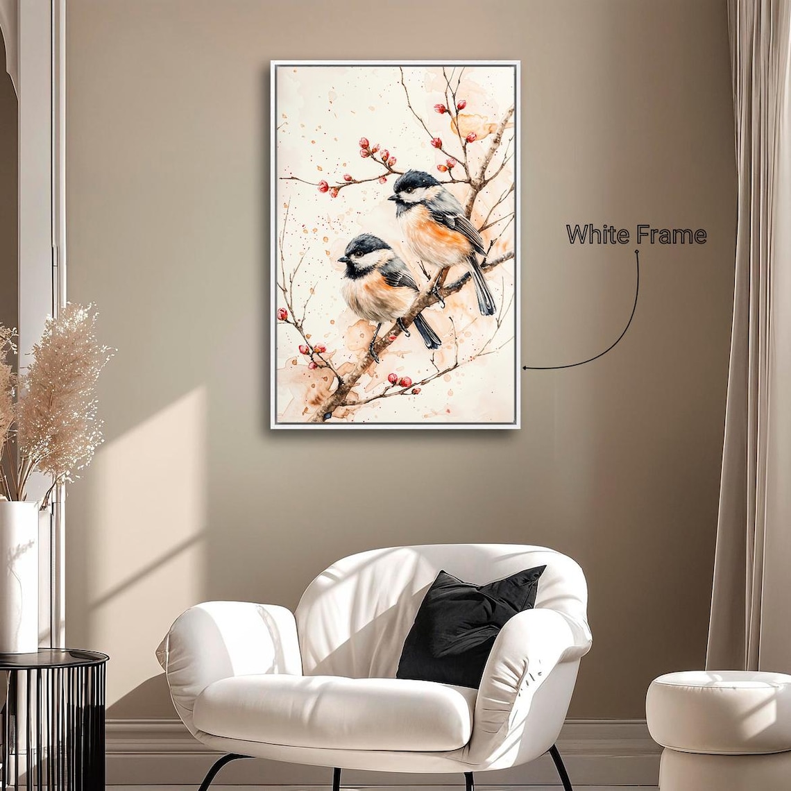 Cute Chickadees Watercolor Bird Art Print Decor - Image 4