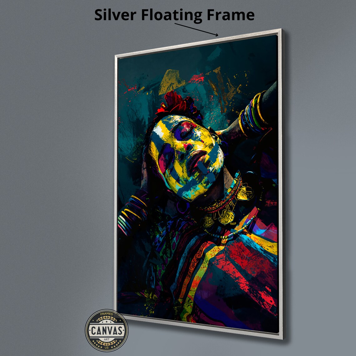 African Tribal Woman Abstract Portrait Colorful Cultural Wall Poster - Image 2