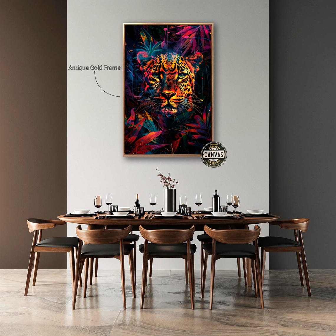 Neon Leopard In Psychedelic Jungle Bold Electric Wildlife Art Poster - Image 3