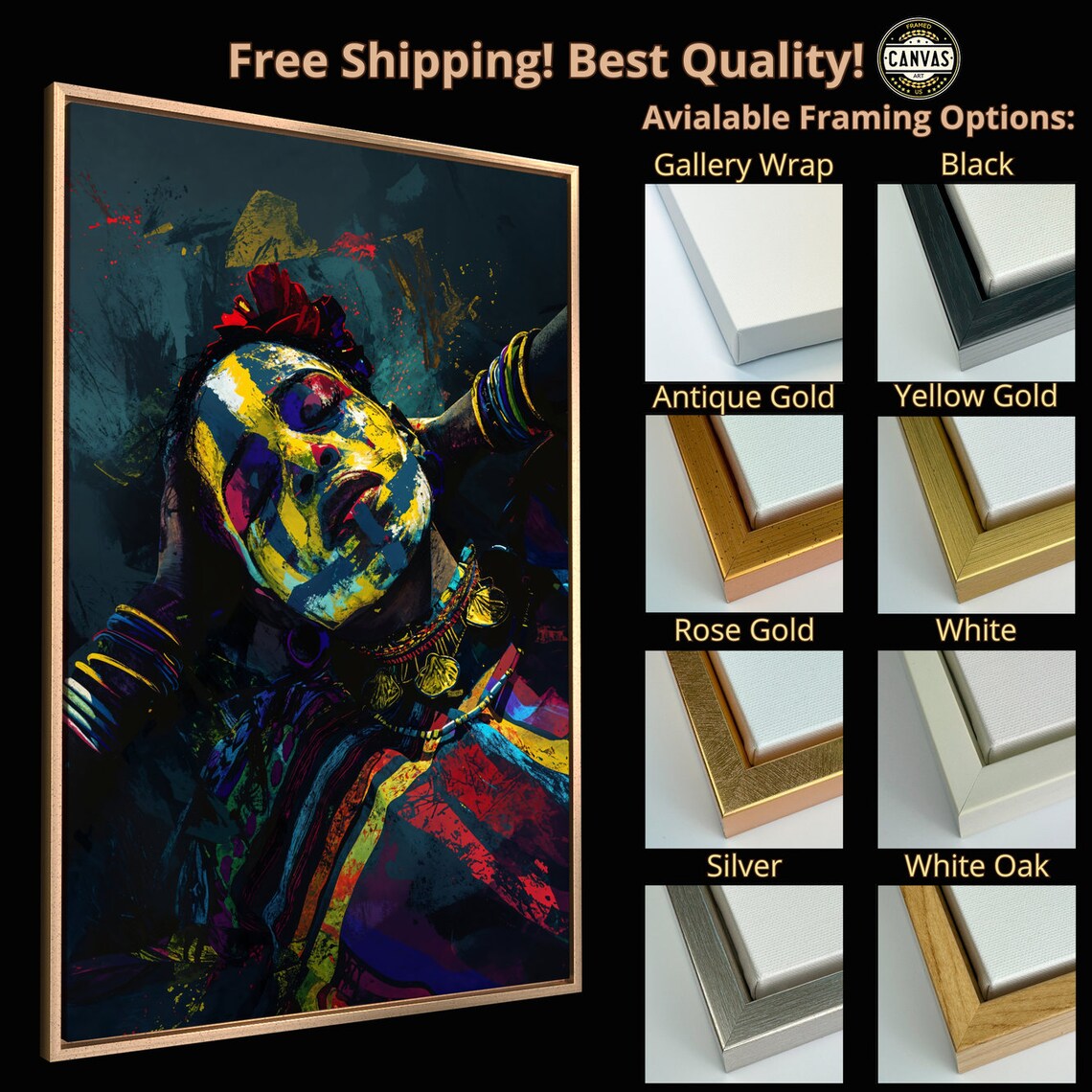 African Tribal Woman Abstract Portrait Colorful Cultural Wall Poster - Image 5