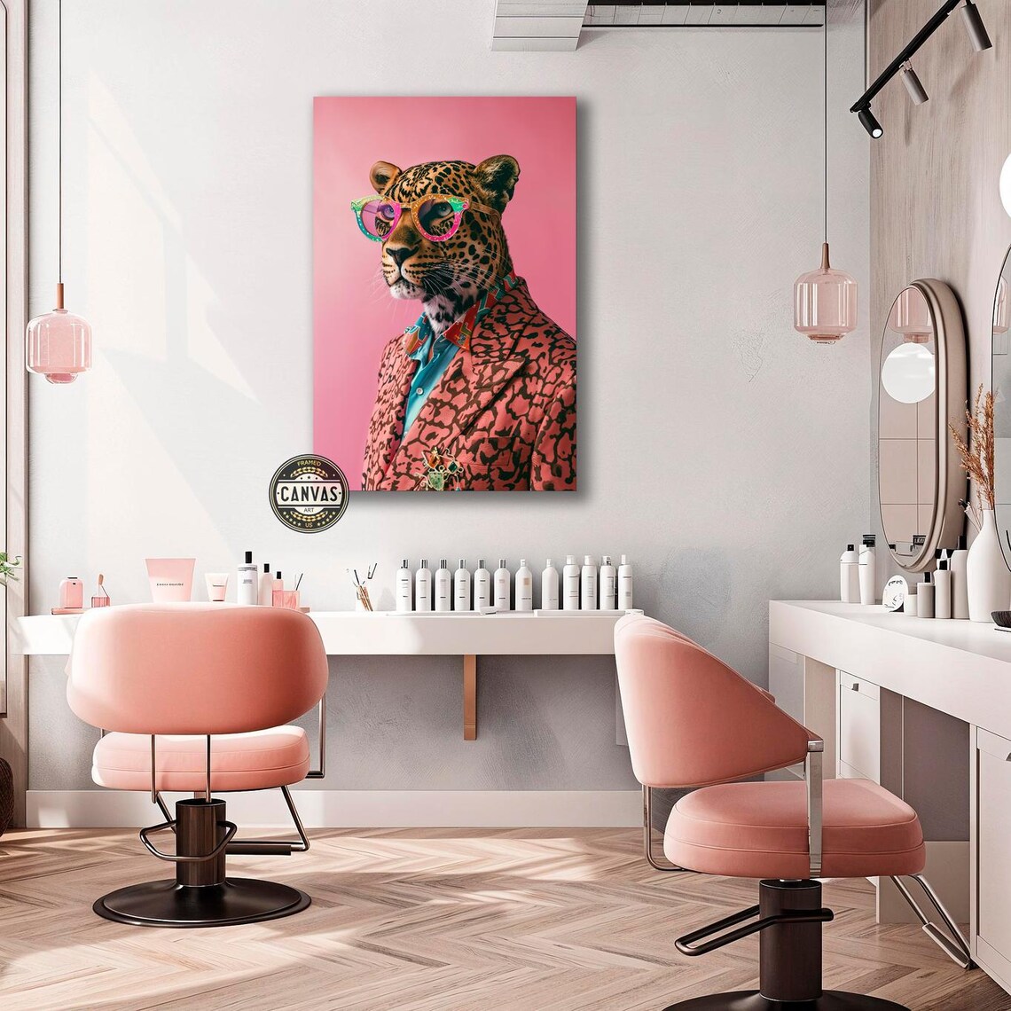 Leopard in Suit Art Print, Fashion Animal Whimsy - Image 2